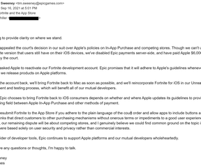 Emails between Apple and Epic Games