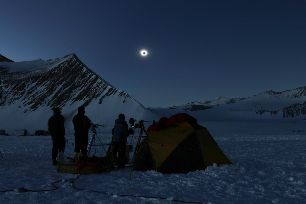 Antarctica in the dark due to the total solar eclipse