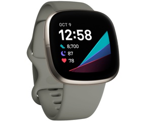 Fitbit Versa Sense watch in silver gray