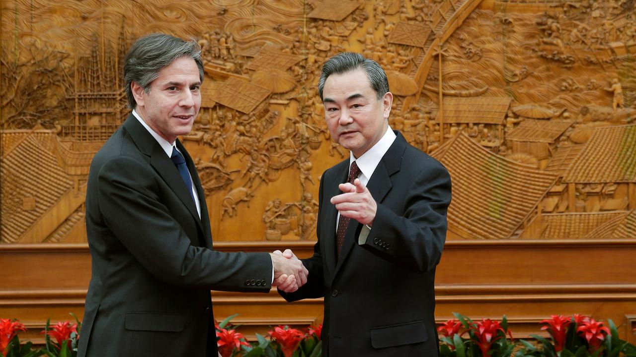 Chinese Foreign Minister Wang Yi and his US Secretary of State Anthony Blinken during an earlier meeting in 2015.
