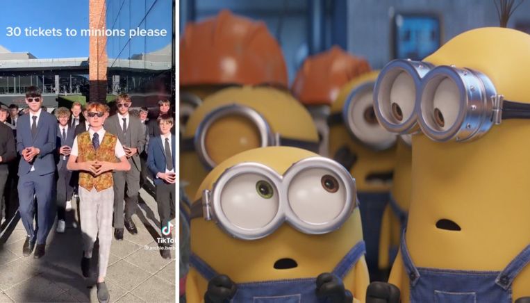 Young people go to the new Minions movie en masse in a suit and tie, but they are not welcome in all cinemas