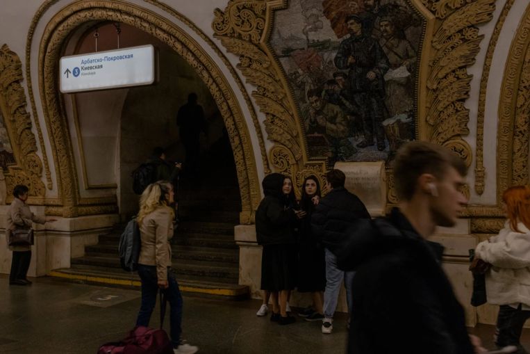 Moscow metro station, most of the passengers today are women.  New York Times photo