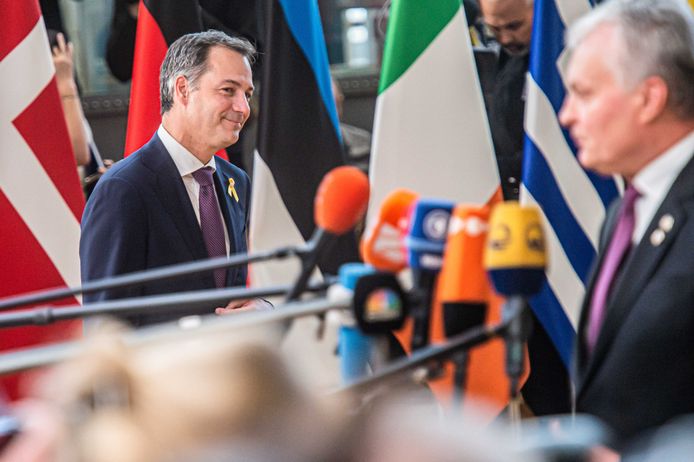 Belgian Prime Minister Alexandre de Croo on his arrival for the European Summit.