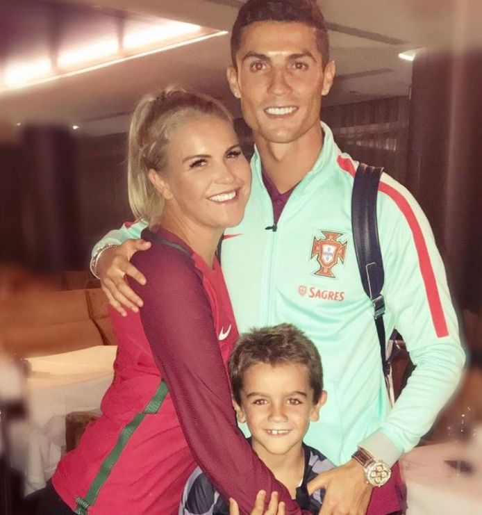 Cristiano Ronaldo with his sister Katia and his eldest son Cristiano Jr.
